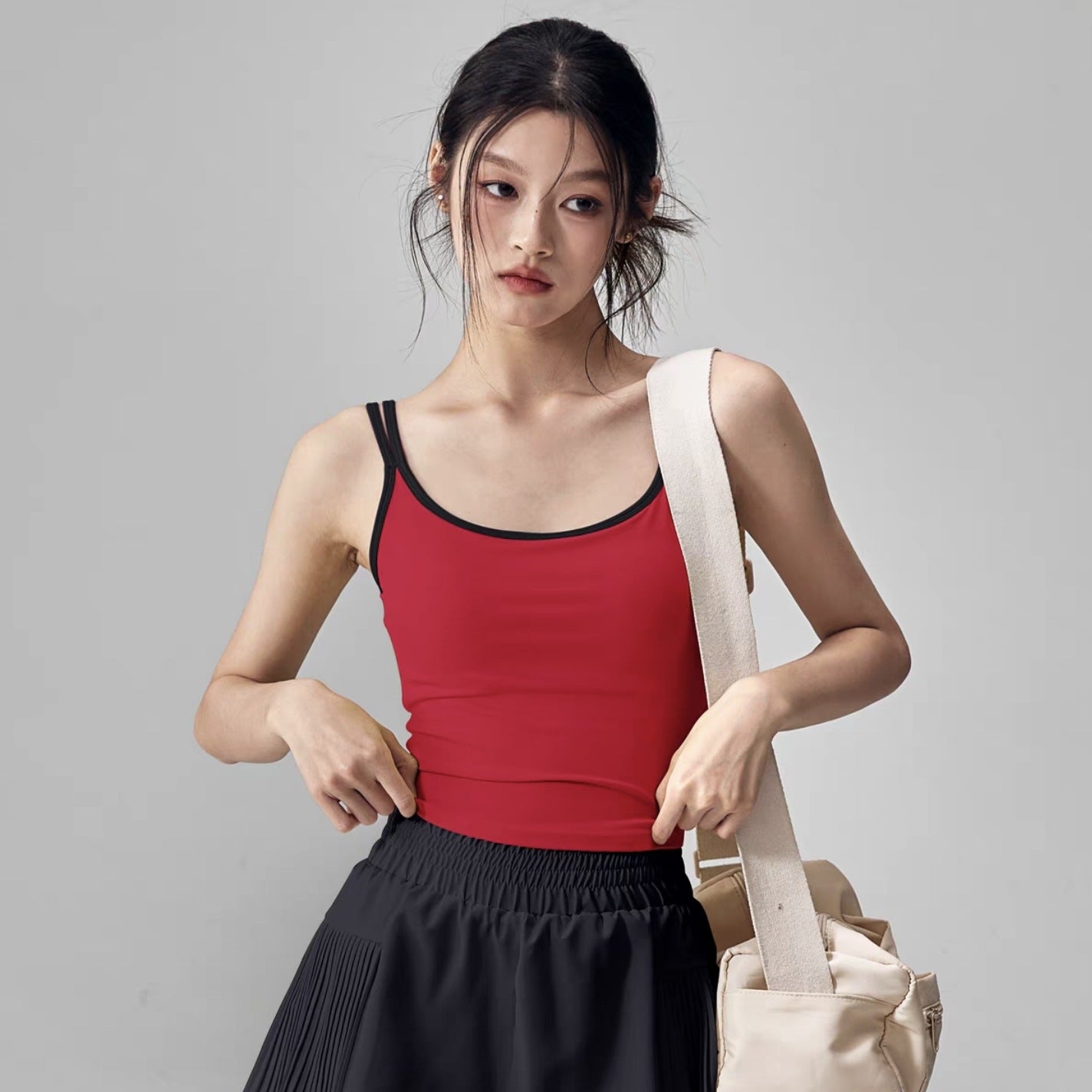 Women's Yoga Top with Built-in Chest Pad