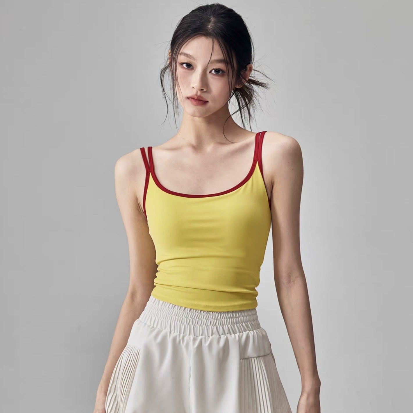 Women's Yoga Top with Built-in Chest Pad