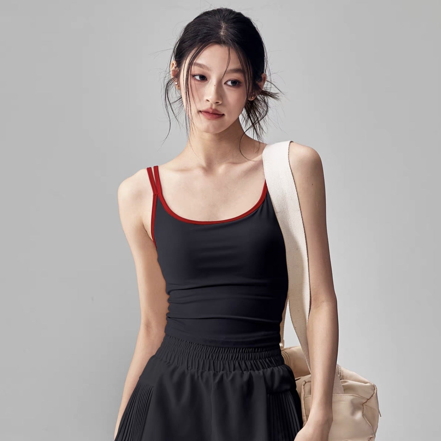 Women's Yoga Top with Built-in Chest Pad
