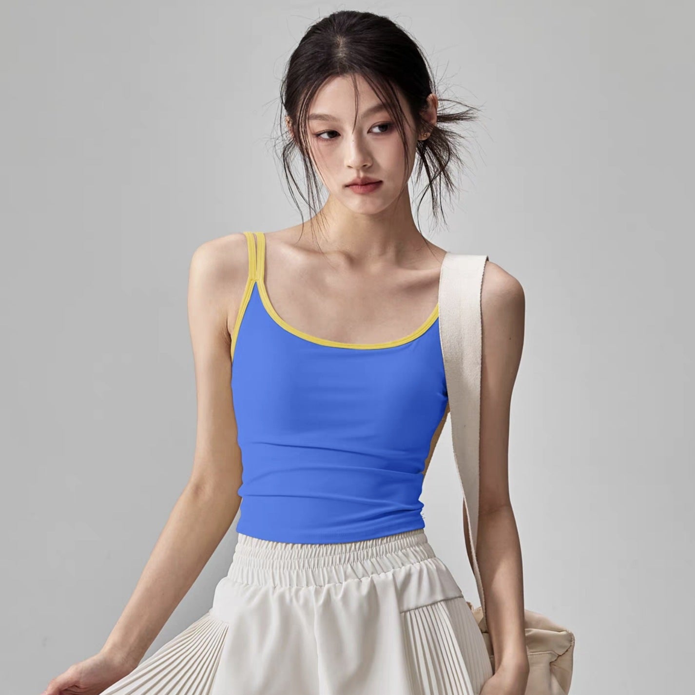 Women's Yoga Top with Built-in Chest Pad