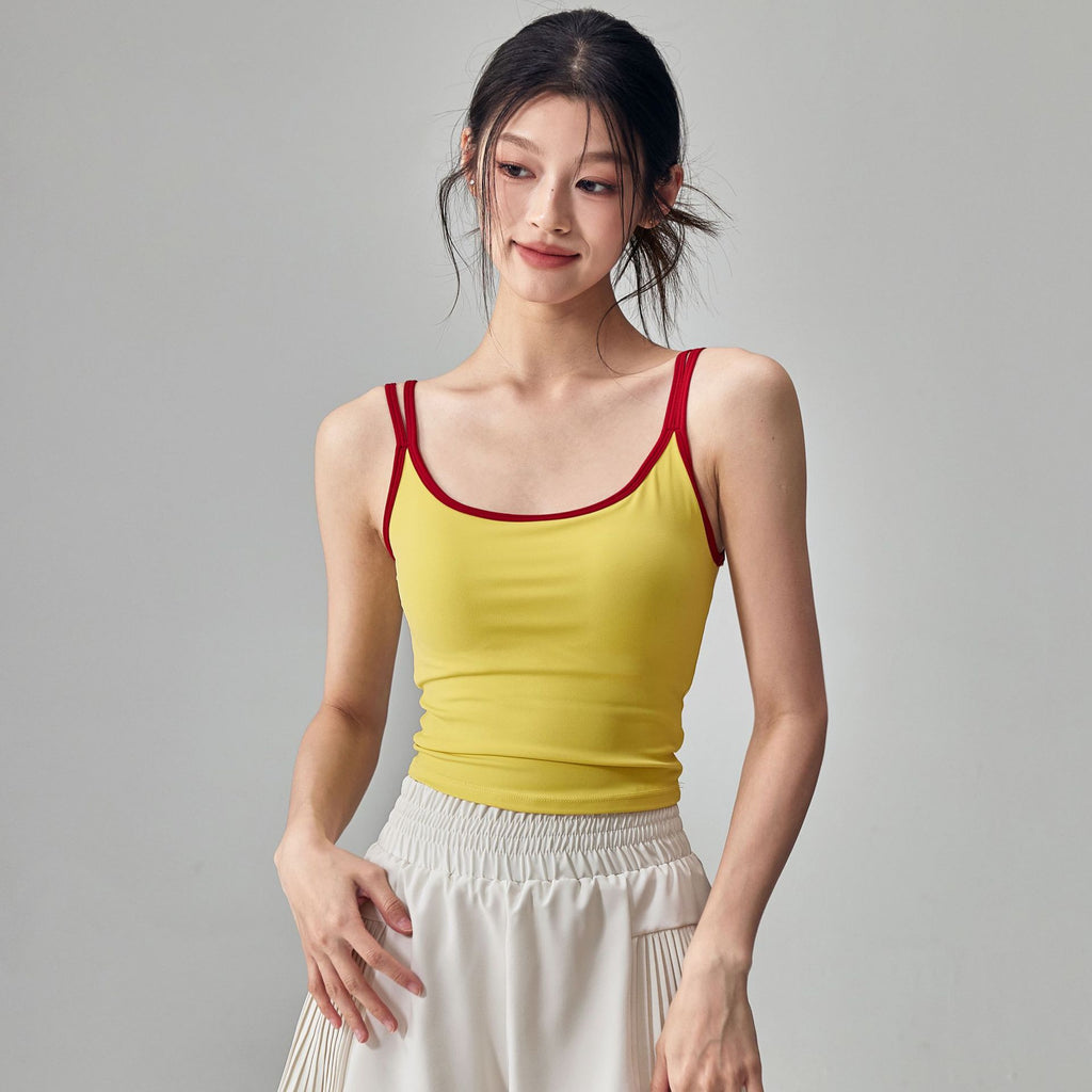 Women's Yoga Top with Built-in Chest Pad