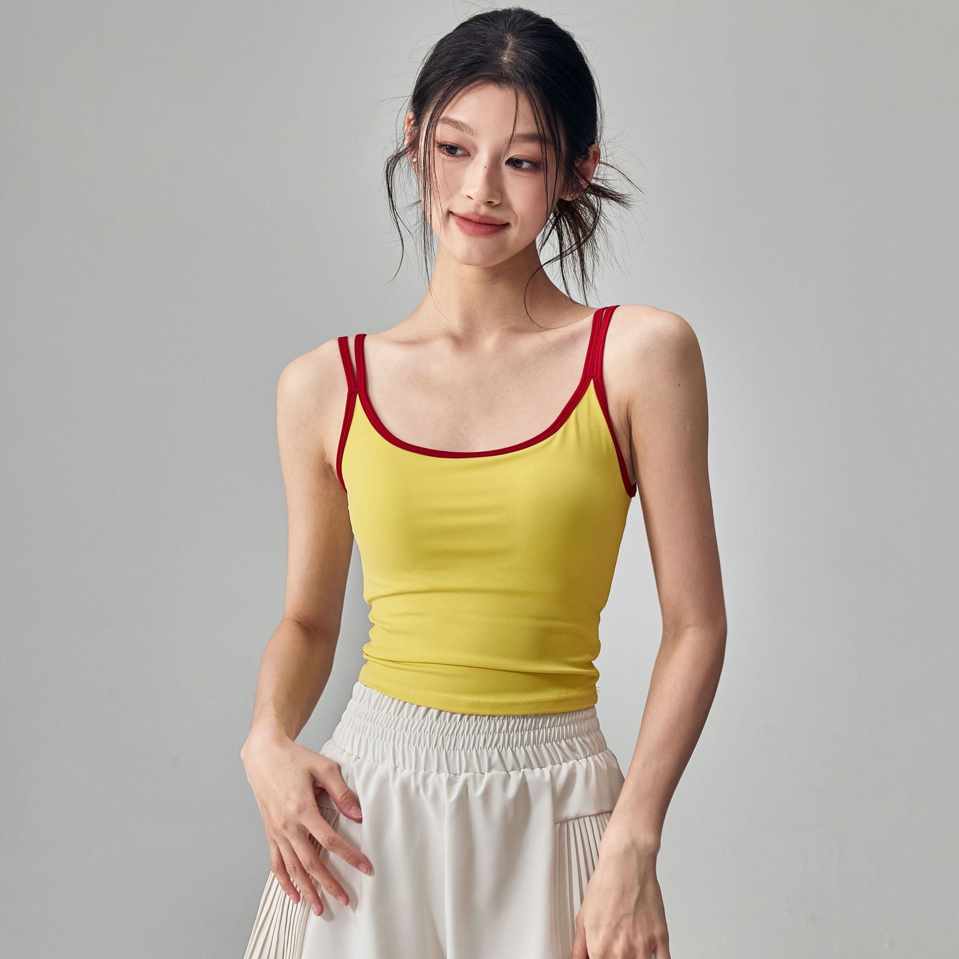 Women's Yoga Top with Built-in Chest Pad