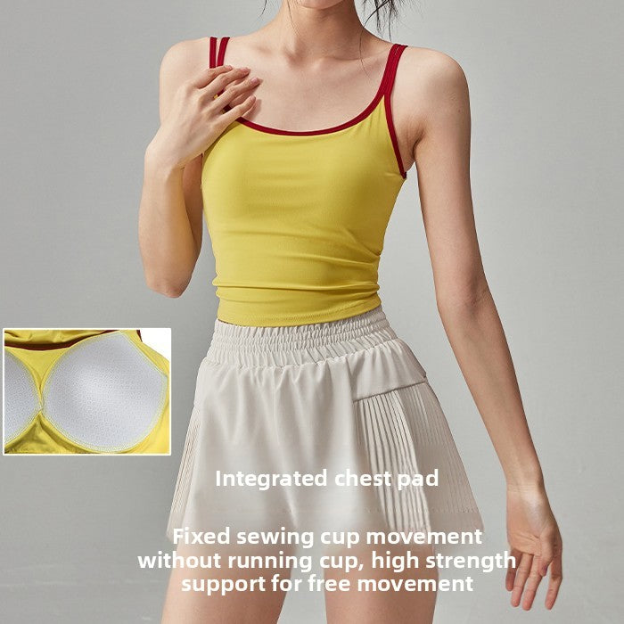 Women's Yoga Top with Built-in Chest Pad