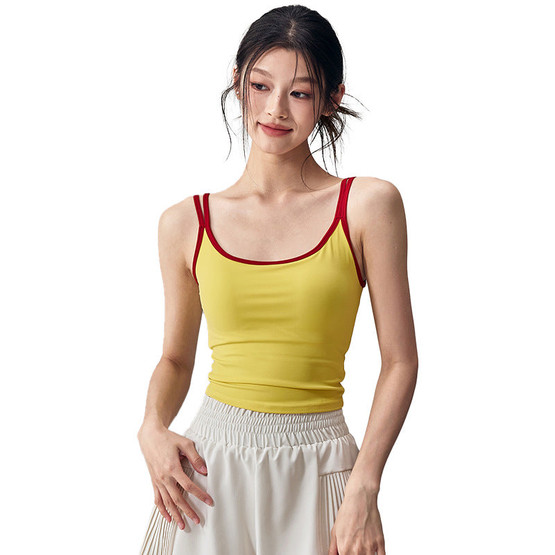 Women's Yoga Top with Built-in Chest Pad